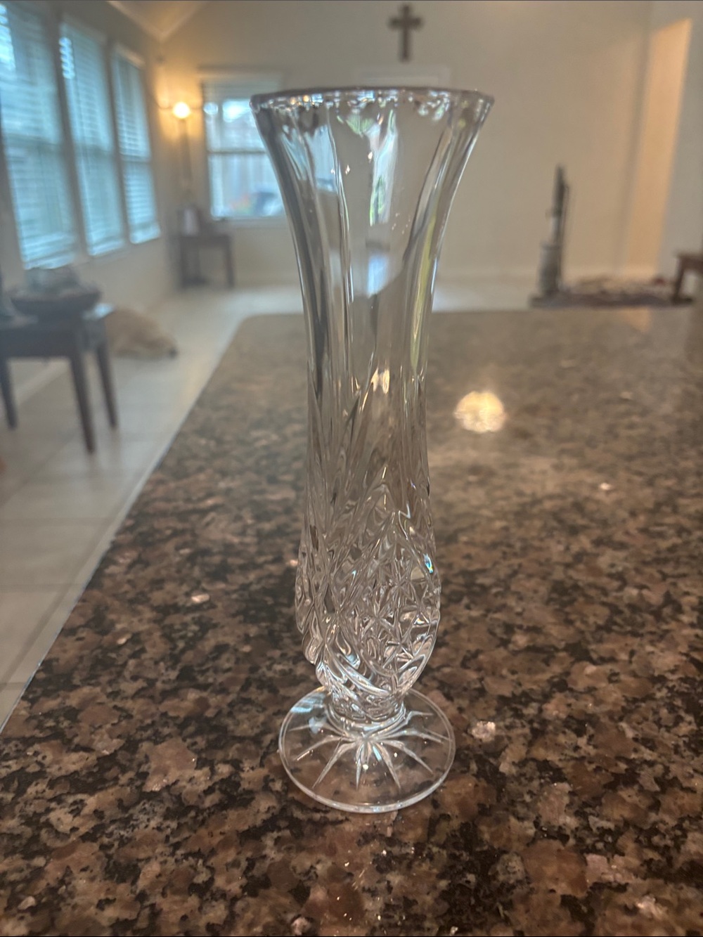 Clear Twisted Crystal Bud Vase - Classic Elegance